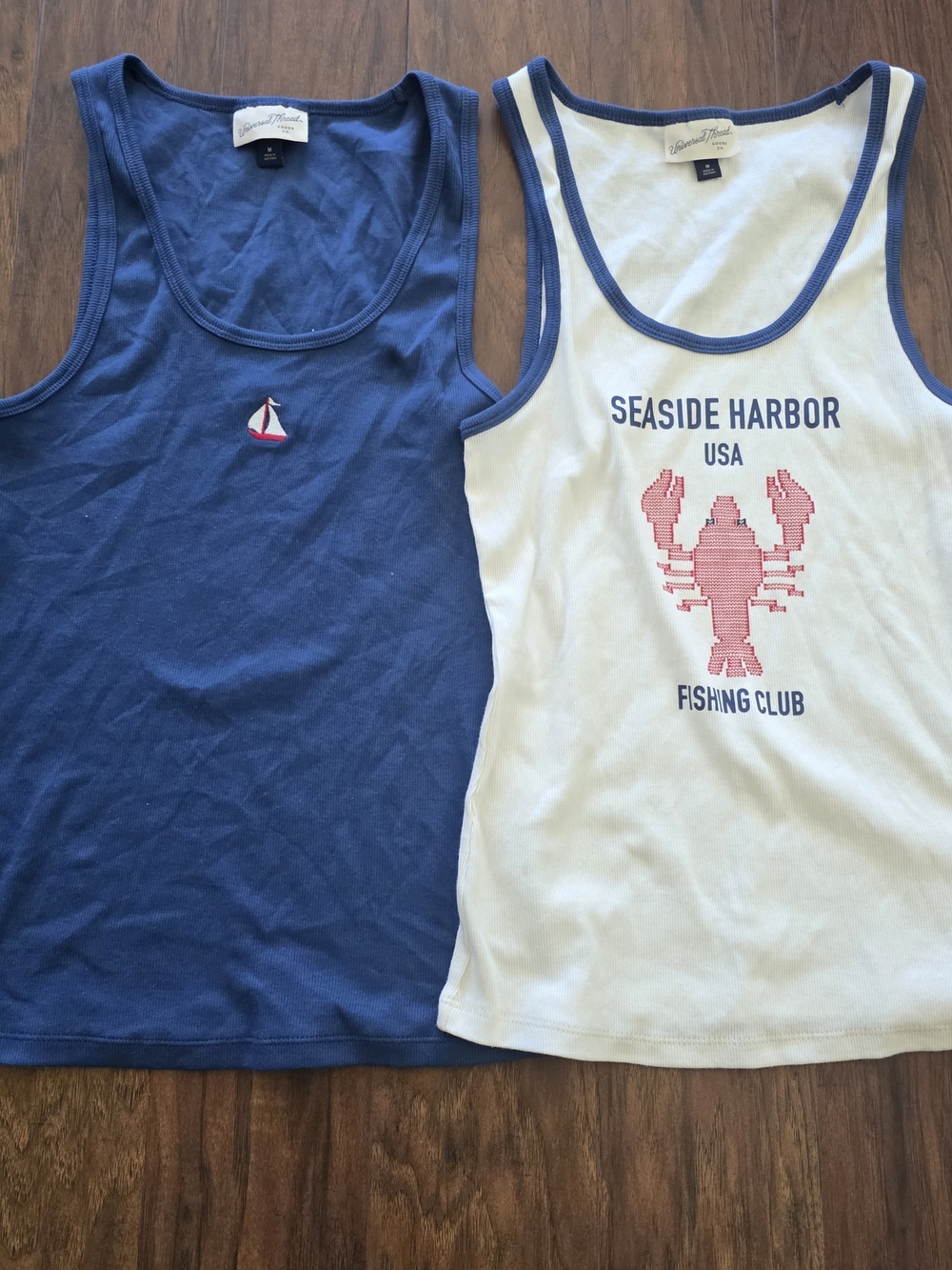 Bundle of 2 Women's Fitted Pullover Tank Tops - Universal Thread Cream & Navy, M